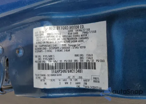 2006 Ford Focus Zx4 from USA, damaged, VIN 1FAHP34N76W213481